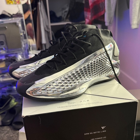 adidas Men's Black and Silver Sneakers - Picture 1 of 2